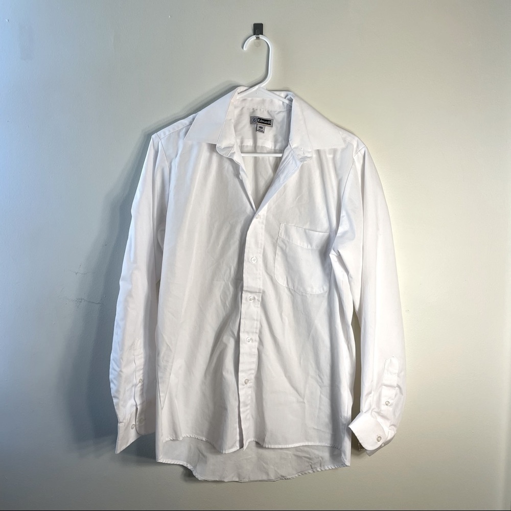 Edwards men’s button down‎ white long sleeved collared shirt formal business